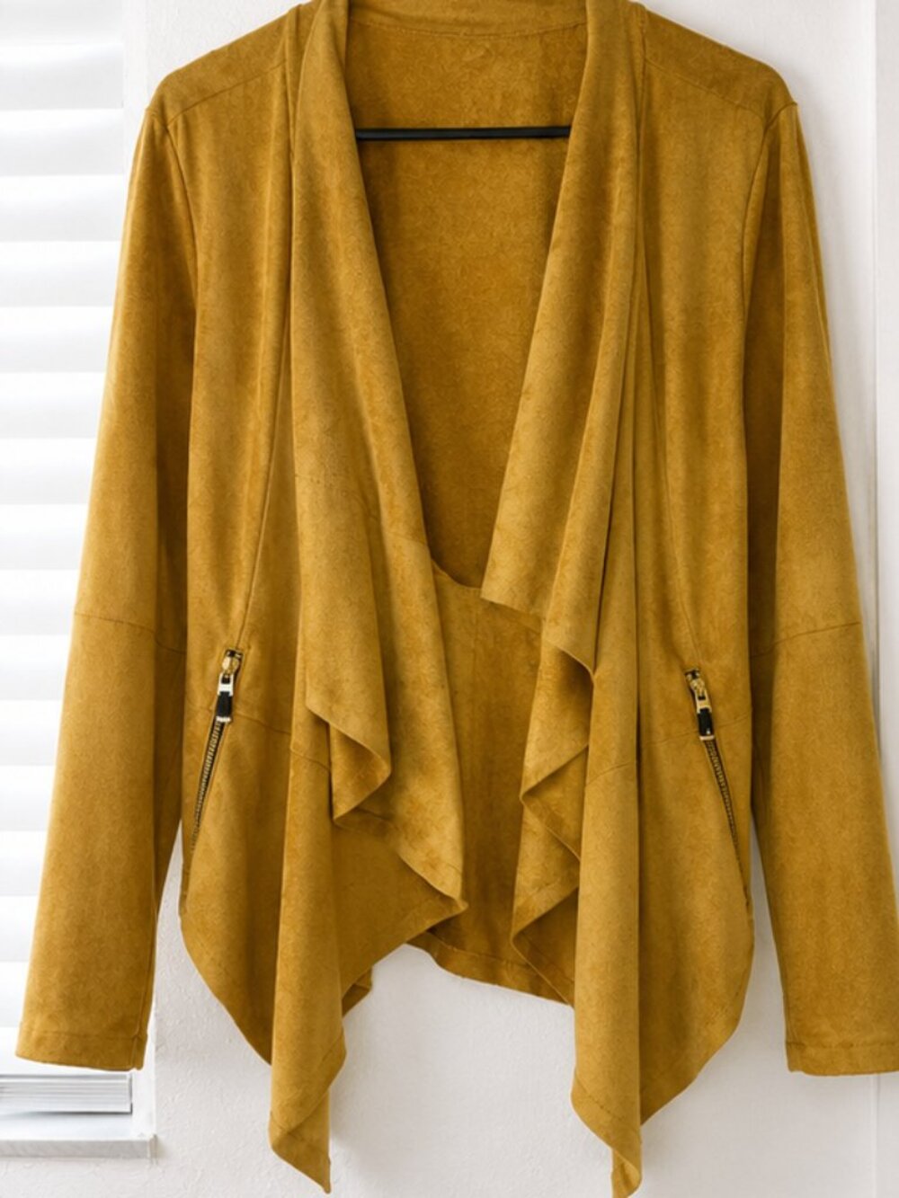 Bagatelle Collection Faux Suede Drape Jacket